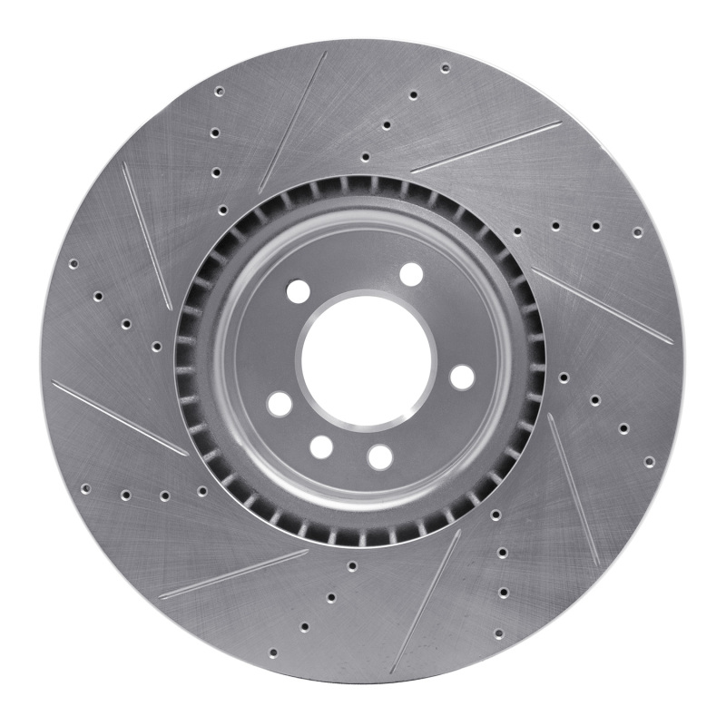 Land Rover Defender 90 Brake Rotor (1) - Front Left - R1 Concepts - Drilled & Slotted - Silver - `18-`25